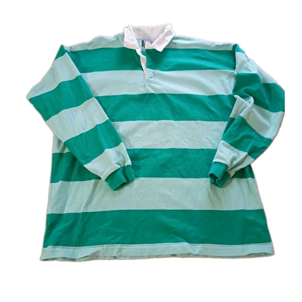 ColumbiaKnit Rugby Gear Polo Shirt Sz XXL Vtg 90s Green Striped Blue's Clues USA